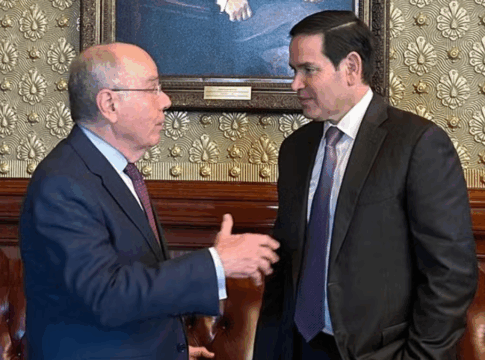 Mauro Vieira e Marco Rubio durante encontro nos EUA