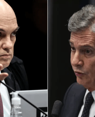 Alexandre de Moraes e Fernando Collor numa montagem