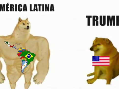 Imagem mostra meme com dois cachorros. Um deles, intitulado 