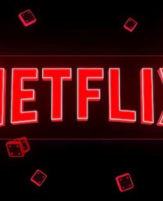 Logo Netflix grande e vermelho, fundo preto