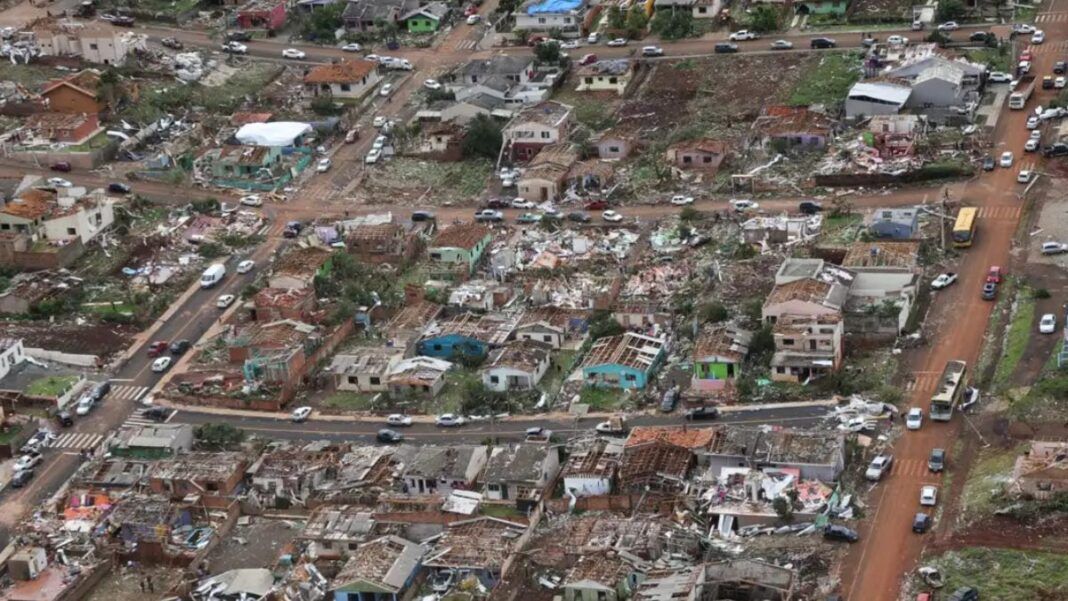 Visão aérea de parte da cidade de Rio Bonito do Iguaçu