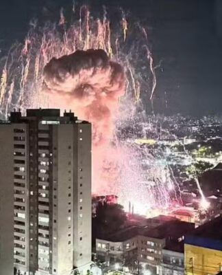 Explosão em depósito de fogos provoca incêndio e causa uma morte na Zona Leste de SP