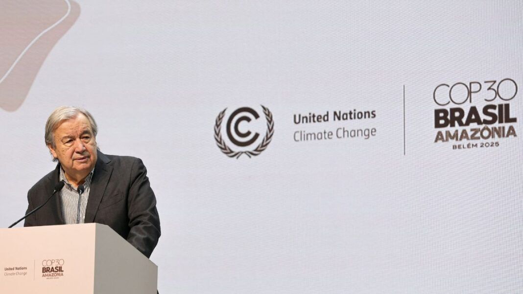 Secretário-geral da ONU, Antonio Guterres concede coletiva na COP30, em Belém