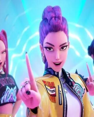 Animação de três mulheres em um fundo azul.