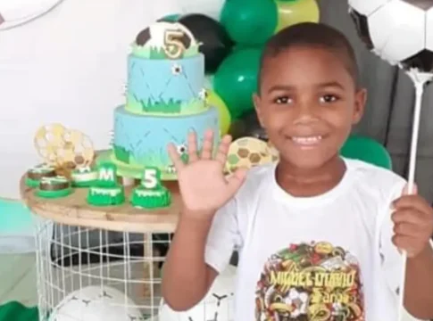 Menino Miguel Otávio, em seu aniversário de 5 anos, em 2019