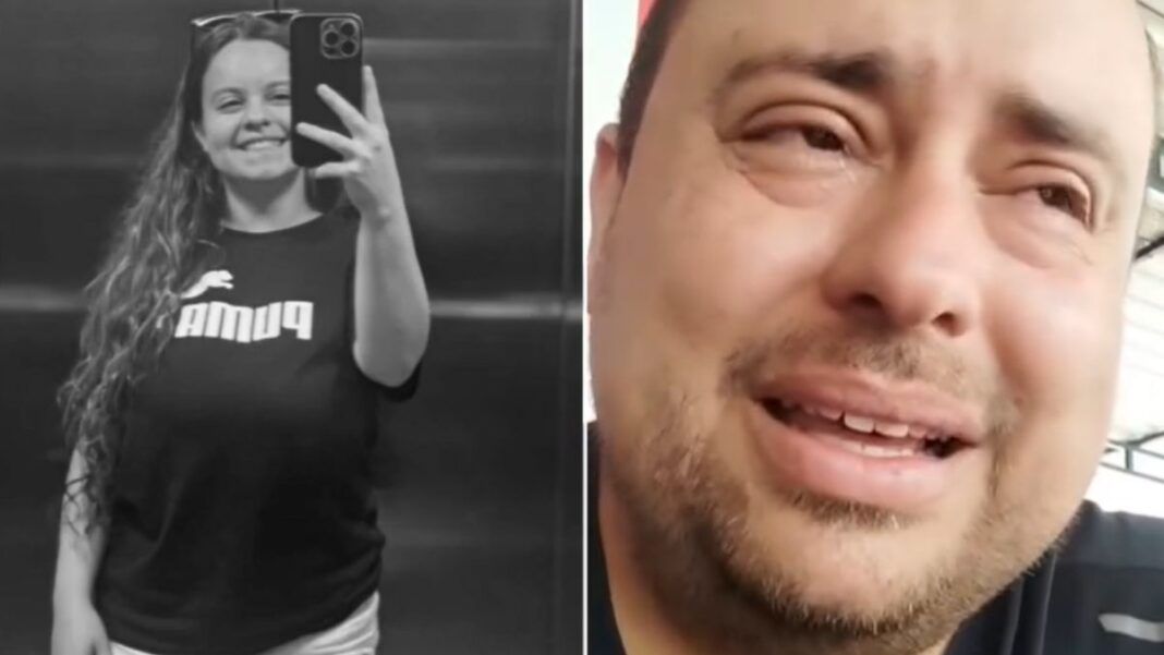 A imagem cria um impacto visual forte ao contrastar a alegria e a vida da jovem Beatriz Munhoz, no lado esquerdo (em preto e branco, sugerindo uma lembrança ou ausência), com o sofrimento e a dor manifesta do homem no lado direito, o pai dela, Lucas Munhoz (em cores, sugerindo o presente). O contexto diz respeito ao latrocínio contra Bruna, em Sapopemba, na Zona Leste de São Paulo.