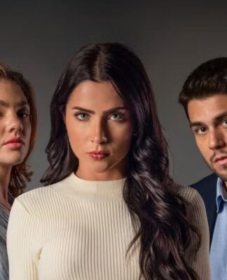 a imagem mostra os protagonistas da nova novela da Globo, incluindo Jade Picon