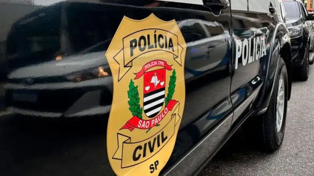 Emblema da Polícia Civil estampado na lataria de um carro oficial