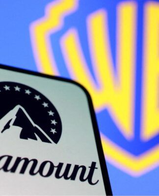 Ilustração com as logomarcas da Paramount e da Warner Bros