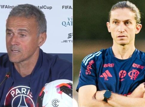 Imagens dos técnicos do PSG, Luis Enrique, e do Flamengo, Filipe Luís, lado a lado