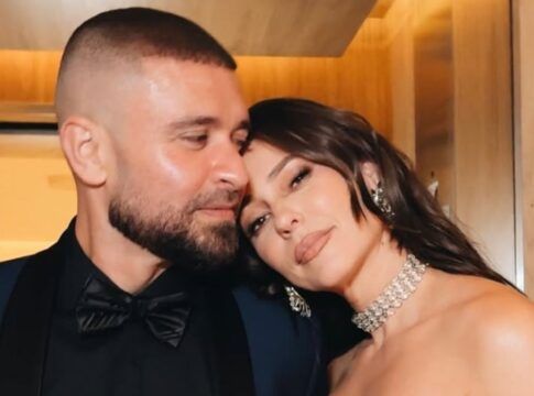 Foto de Paolla Oliveira e Diogo Nogueira ao lado do comunicado publicado por ambos