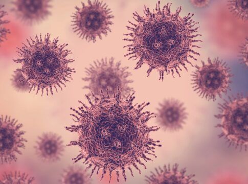 Imagem médica 3D com células de vírus