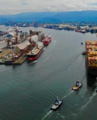 Imagem aérea do Porto de Santos
