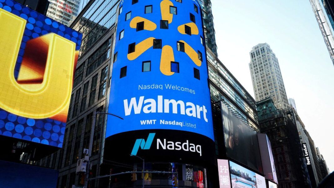 Telão do Walmart na Wall Street
