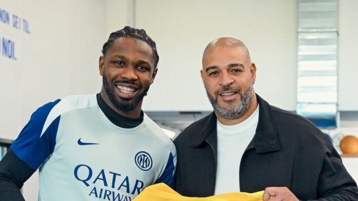 Adriano Imperador visita Inter de Milão e é recebido com admiração por Marcus Thuram