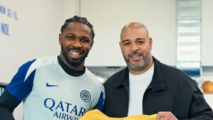 Adriano Imperador visita Inter de Milão e é recebido com admiração por Marcus Thuram