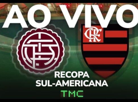 Montagem com os escudos de Lanús e Flamengo