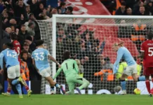 Lance do jogo Liverpool x Manchester City, pela Premier League 2025/26