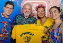 Lula e Janja com João Campos e Tabata Amaral no Galo da Madrugada, no Recife
