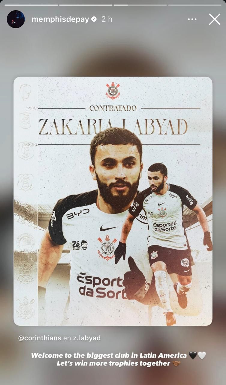 Memphis Depay é amigo de Zakaria Labyad e aproveitou para dar boas-vindas ao meia marroquino no Corinthians