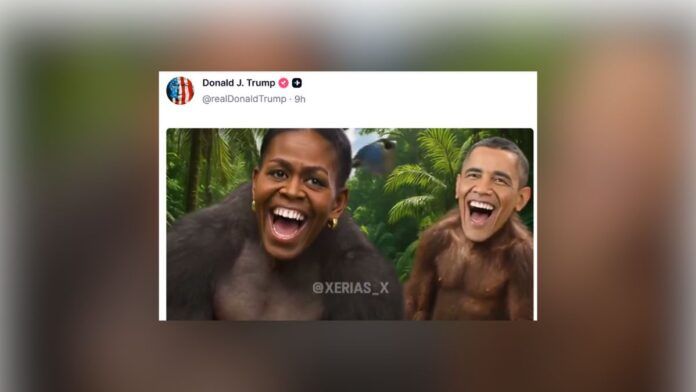 Casa Branca exclui postagem em que Trump retrata Obama e Michelle como macacos