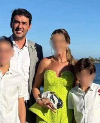 Thales Machado, secretário de Itumbiara, com a sua família em praia
