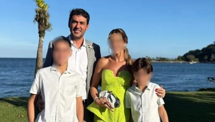 Thales Machado, secretário de Itumbiara, com a sua família em praia